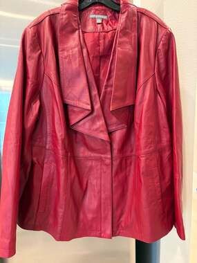 Jessica London Red Leather Jacket 22W Plus Size